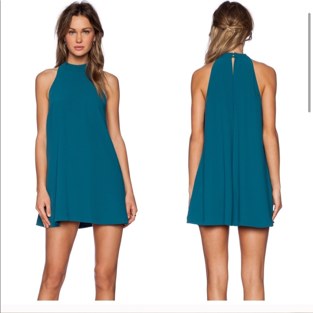 Lovers + Friends Lily High Neck Teal Shift Dress